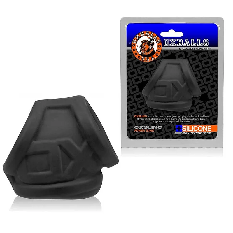 cock ring care benefits guide-Oxballs Oxsling Silicone Cock and Ball Stretcher Black