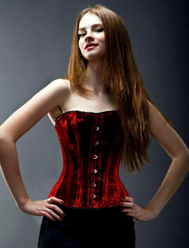 Corset for festival outfit-Halfbust velvet steel-boned authentic heavy corset for tight lacing made to measures