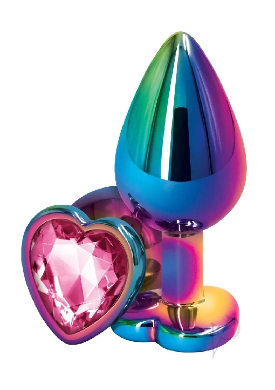 anal toys with ergonomic grip-Rear Assets Multicolor Heart Med Pink