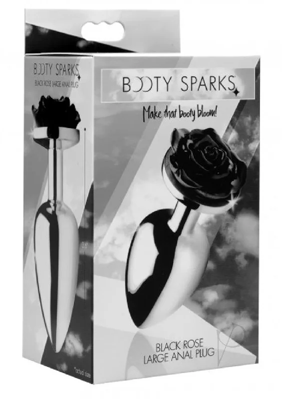 anal toys with quiet finish-Booty Sparks Black Rose Anal Plug Lg