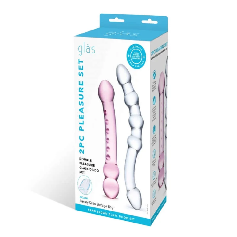 dildo ergonomic qualities-2 Piece Double Pleasure Glass Dildo Set from Glas