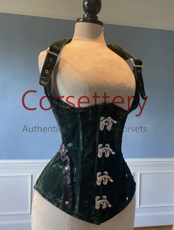 Steampunk corset design-Vest corset in steampunk style from velvet with high back. Gothic Victorian, steampunk affordable corset