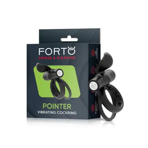 cock ring care solutions guide-Forto Pointer Rechargeable Silicone Vibrating Dual Cockring with External Stimulator