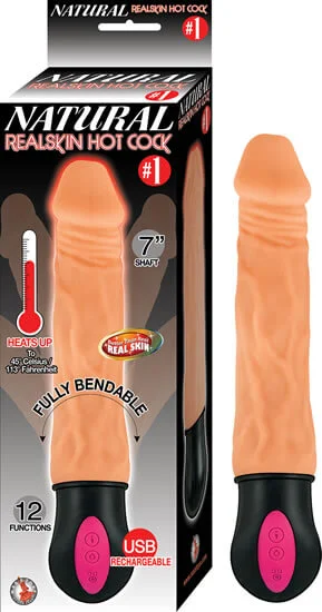 dildo beginner manuals-Sizzling Pleasure: Natural Realskin Hot Cock #1 7" Vibrating Dildo