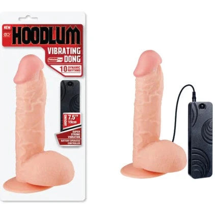 dildo portability ratings-Hoodlum 7.5 inch Vibrating Dildo with Wired Battery Operated Remote Control