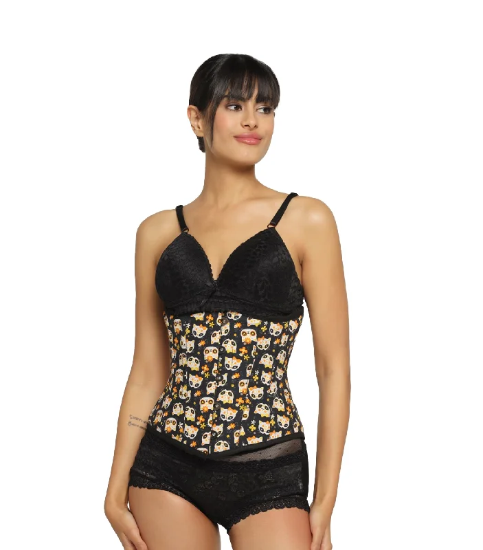 Corset for body contouring-Cat printed waist reducing  underbust corset