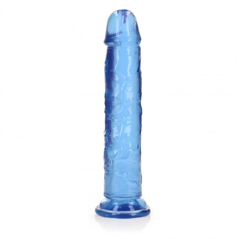 dildo noise control-Crystal Clear Dildo 9" Inch Straight No Balls - Blue