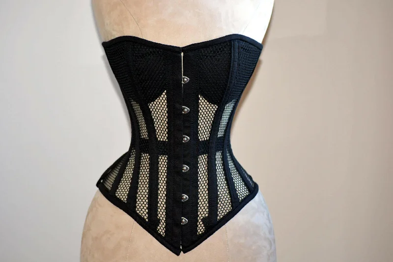 Corset for steampunk cosplay-Overbust mesh authentic corset with cups, white, red, beige, black and other colors. Gothic Victorian, steampunk affordable, historical corset