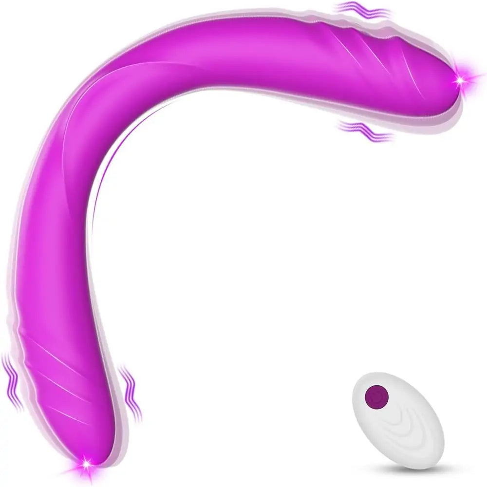 dildo suction techniques-Double Penetrator Bendable Together Vibrating Realistic Double Sided Dildo 14.8 Inch