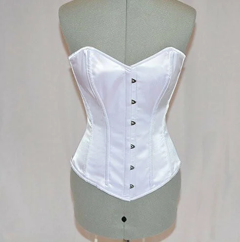 Corset with silver studs-Classic satin overbust authentic corset. Steel-boned corset for tight lacing.