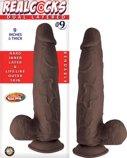 dildo vibration qualities-Real Cocks Dual Layered #9 Dark Realistic Dildo - Lifelike Sensations and Bendable Design!