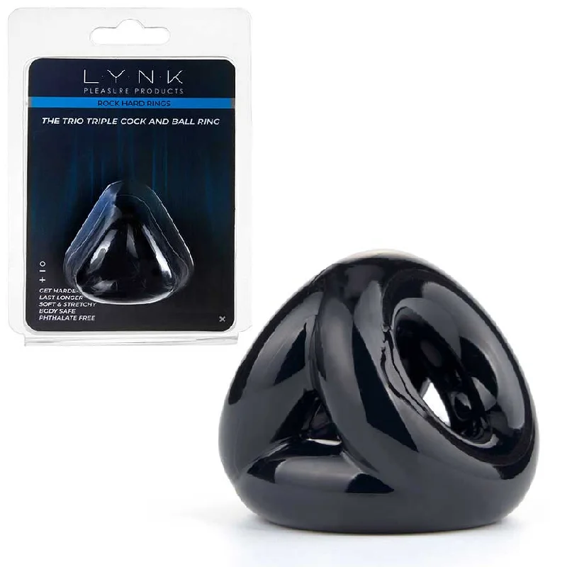 cock ring battery benefits guide-The Trio Cock Ring & Ball Stretcher Black by Lynk Pleasure