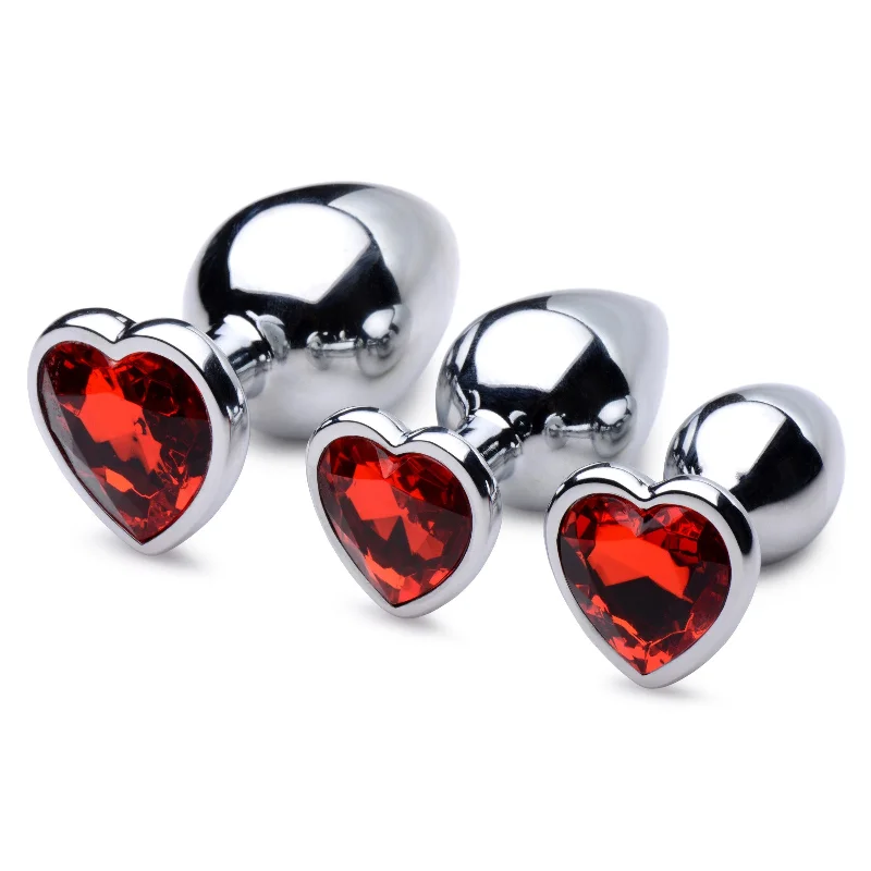 anal toys for erotic playtime-Red Heart Gem Anal Plug Set