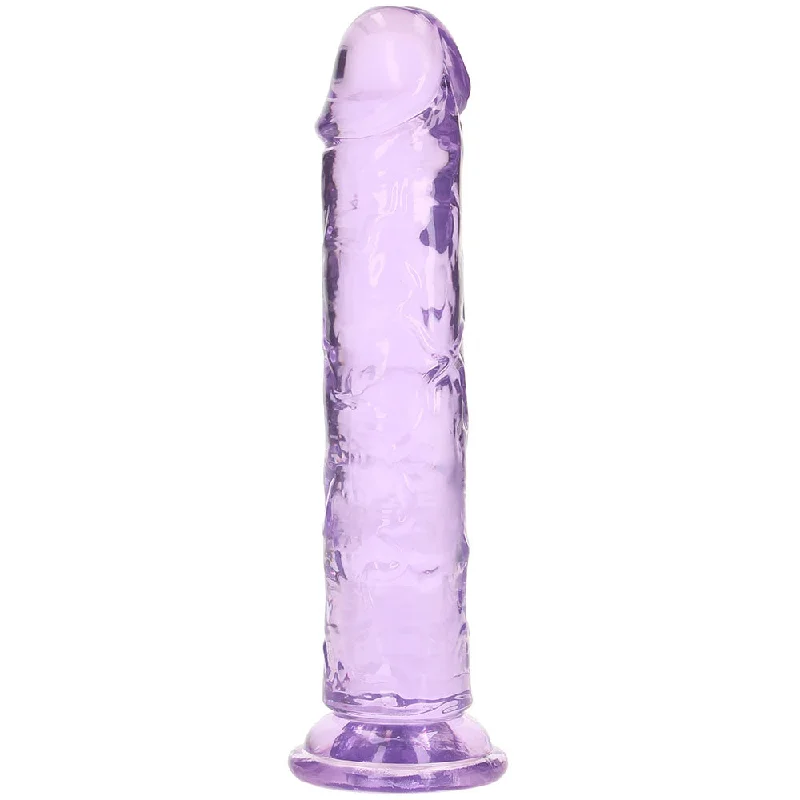 dildo limited tutorials-RealRock Crystal Clear Jelly 7 Inch Dildo in Purple