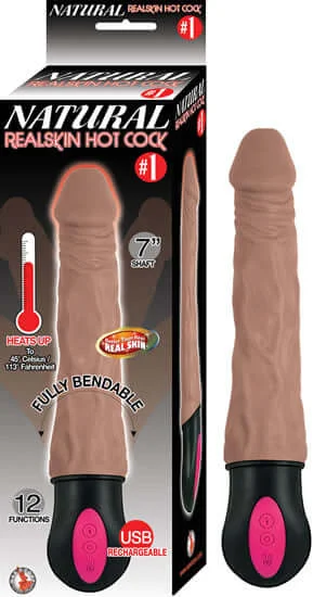 dildo weight resources-Natural Realskin Hot Cock Cock #1 - Brown Heated Vibrating Dildo