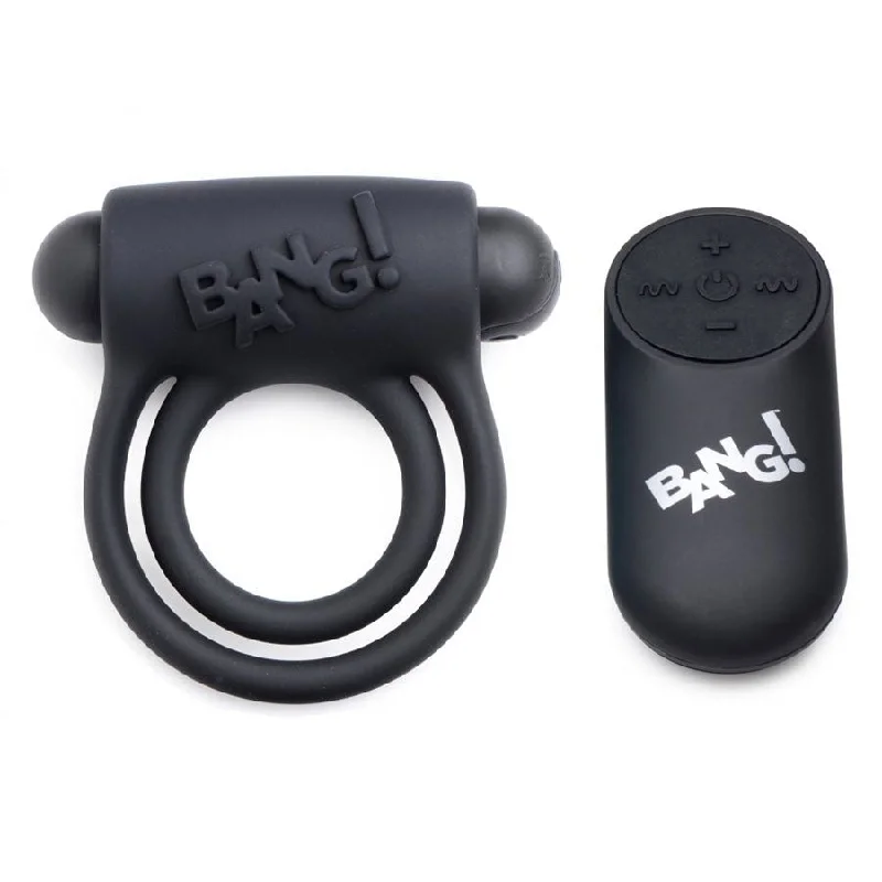 cock ring for pleasure hacks-Bang Black Silicone Remote Control Vibrating Cock Ring and Bullet