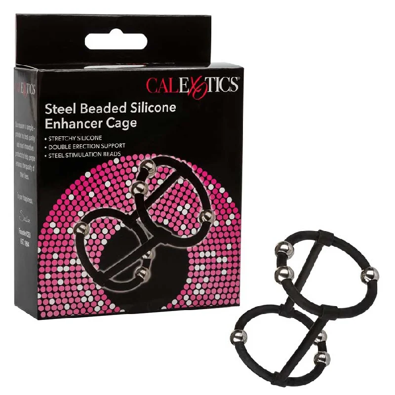 cock ring for pleasure hacks guide-Steel Beaded Black Silicone Penis Enhancer Cage by Cal Exotics