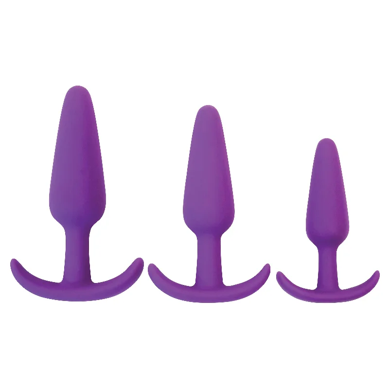 anal toys for beginner kits-Rump Rockers 3 Piece Silicone Anal Plug Set - Purple