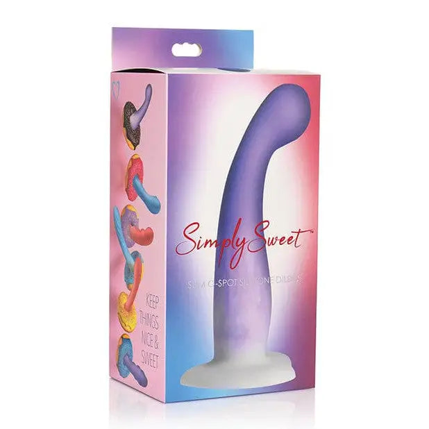 dildo flexibility testimonials-Simply Sweet Slim G-Spot Silicone Dildo 7in Purple/White