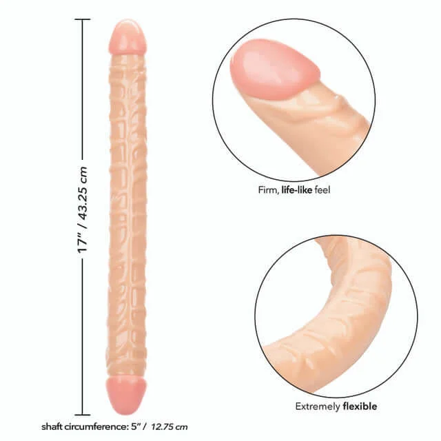 dildo durability guides-Size Queen 17 inches Ivory Light Skin Tone Extra Long Dildo