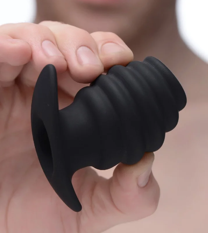 anal toys for intimate vibes-Hive Ass Tunnel Silicone Ribbed Hollow Anal Plug - Small