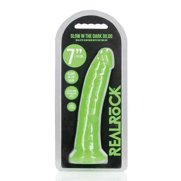 dildo shape resources-Shots Realrock 8" Slim  Dildo Glow In The Dark - Neon Green