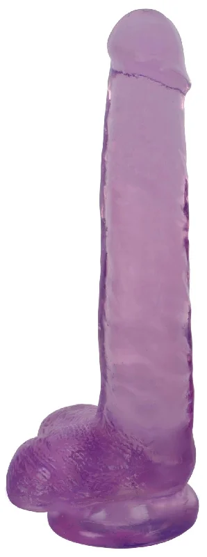 dildo realism feedback-8 Inch Slim Stick with Balls Grape Ice Dildo