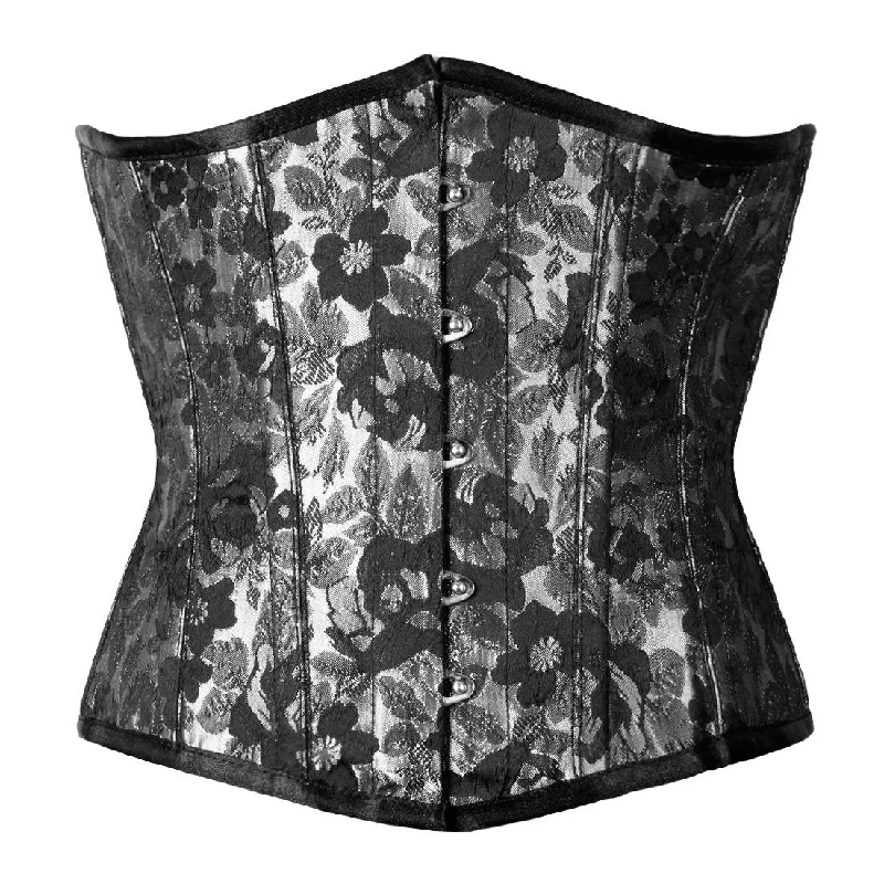 Floral print corset-Makbule Authentic Steel Boned Waist Reducing Underbust Corset