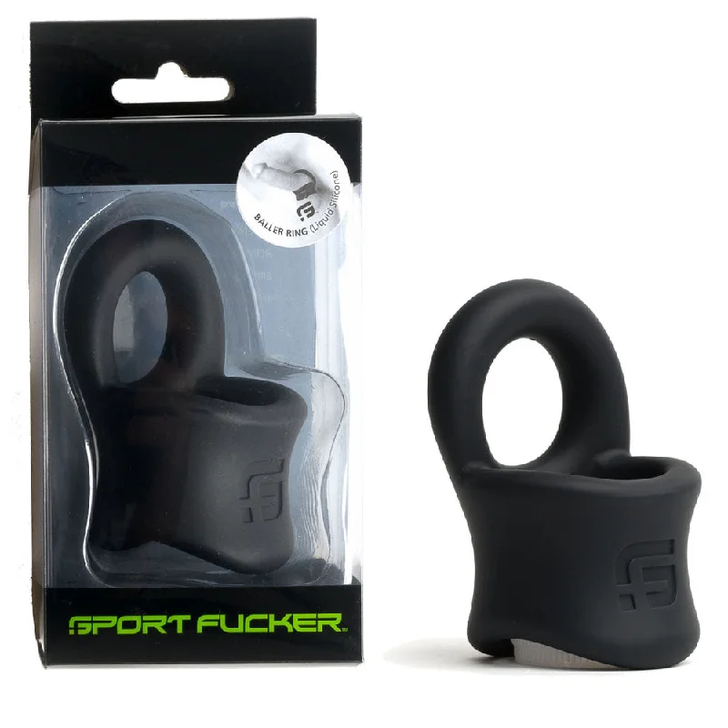 cock ring color options-Sport Fucker Baller Black Silicone Cock Ring