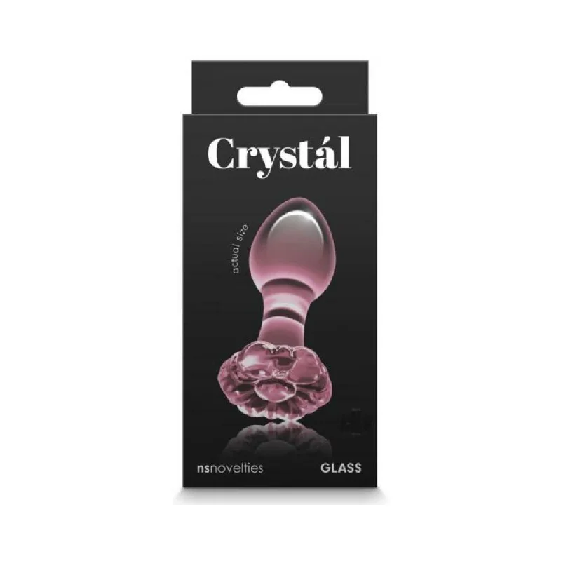 anal toys for intense vibes-Crystal Flower Glass Anal Plug Pink