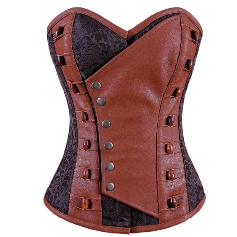 Corset for punk style-Olalla Steampunk Overbust Corset Coffee Black