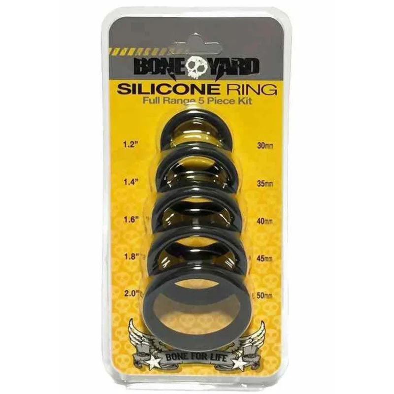 cock ring safety reviews-Boneyard Silicone Cock Ring 5 Pcs Kit