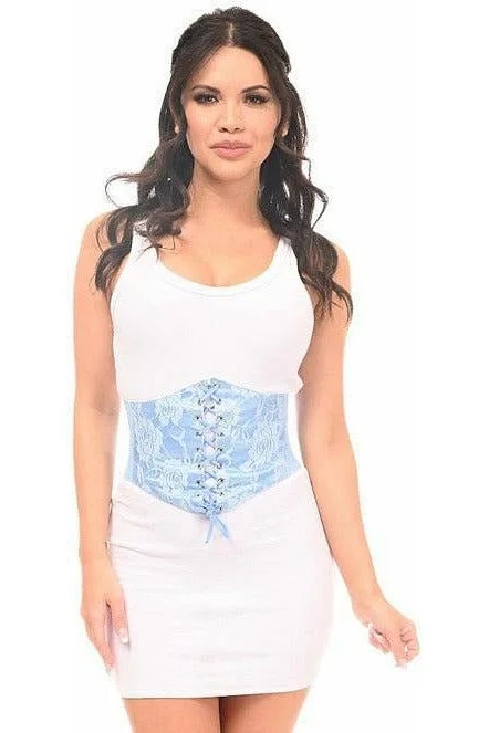 Corset for waist reduction-Lavish Lt Blue Lace Corset Belt Cincher