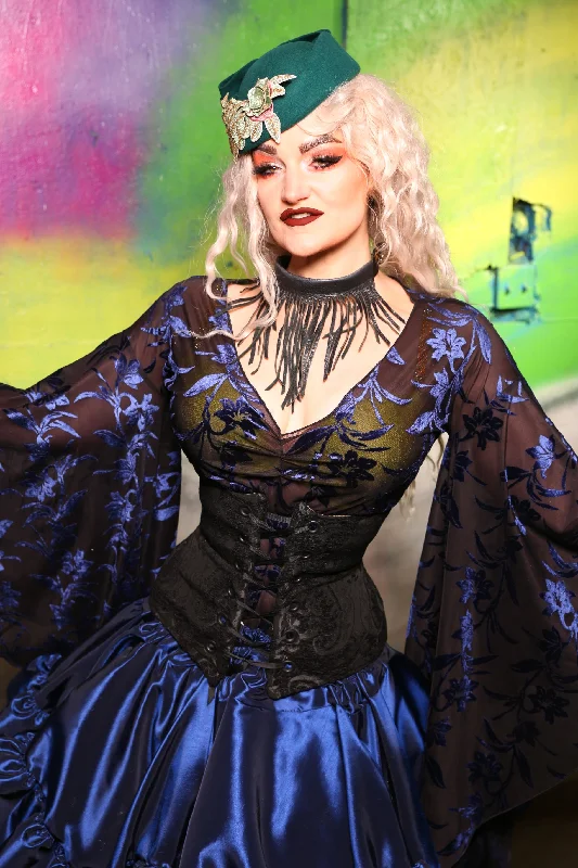 Corset for curvy shapes-Petite Wench Corset in Black Medallion #25 - "Darken My Door" Collection