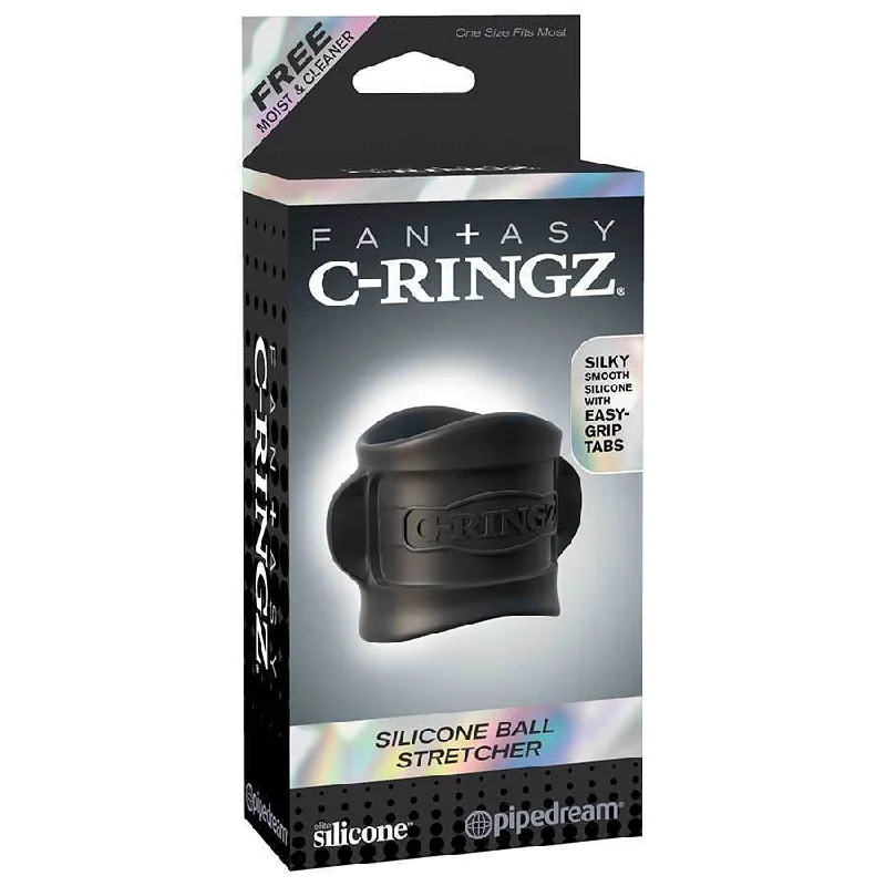 cock ring power hacks guide-Black Silicone Ball Stretcher Sleeve by Fantasy C-Ringz