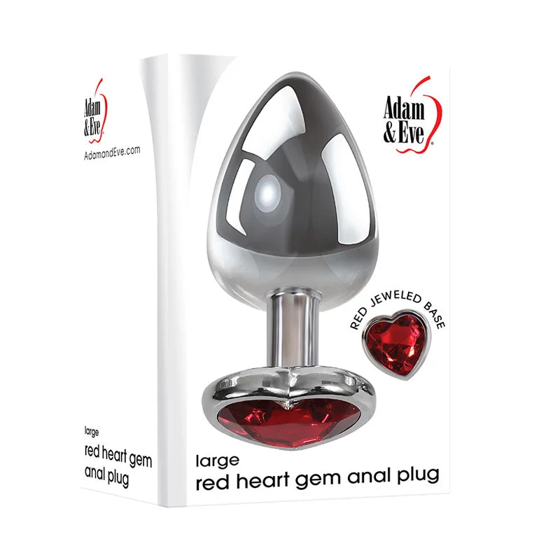 eco-friendly anal toys options-Adam & Eve Red Heart Gen Anal Plug - Large