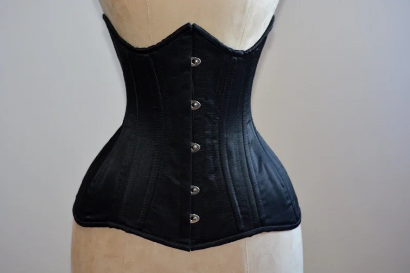 Corset for waist sculpting-Real double row steel boned underbust corset from satin. Real waist training corset for tight lacing. Gothic, steampunk corset