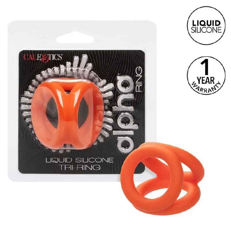 cock ring vibration hacks guide-Alpha Liquid Silicone Tri-Ring Erection Enhancer Orange