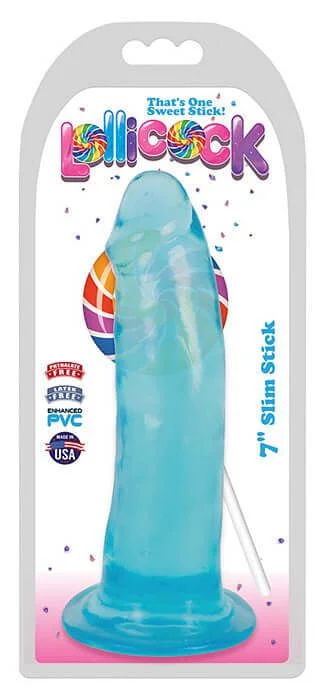 dildo discount manuals-Lollicock 7 inches Slim Stick Berry Ice Blue Dildo