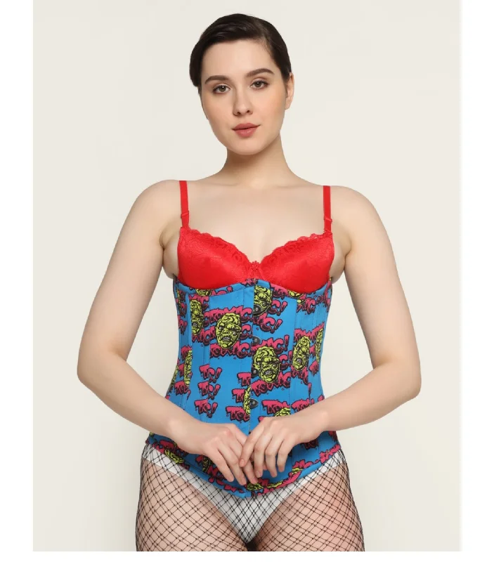 Corset with silk overlay-Suzani printed waist reducing longlined underbust corset