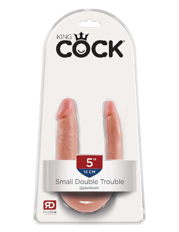 dildo cold accessories-King Cock U Shaped Double Trouble Small Flesh Beige Dildo Real Deal RD