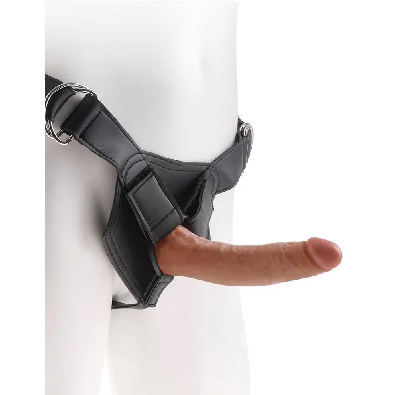 dildo brand reviews-Strap-On Harness With 7 Inch LifeLike Cock