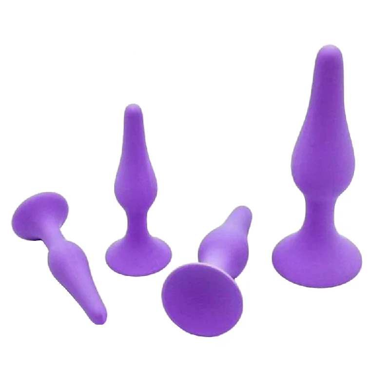 anal toys with curved shape-Beginner Small Silicone Anal Training Set (4 Piece)