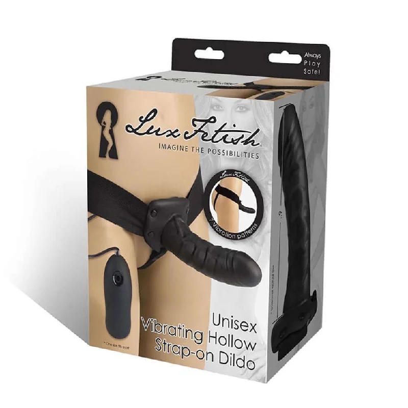 dildo brand innovations-Lux Fetish Unisex Vibrating Hollow Strap-On Dildo - Versatile Pleasure for All