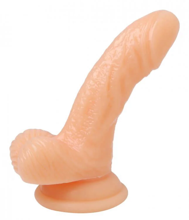 dildo trendy innovations-Frisky Silicone Curvy 4-Inch Suction Cup Dildo - Compact Pleasure in Flesh Beige