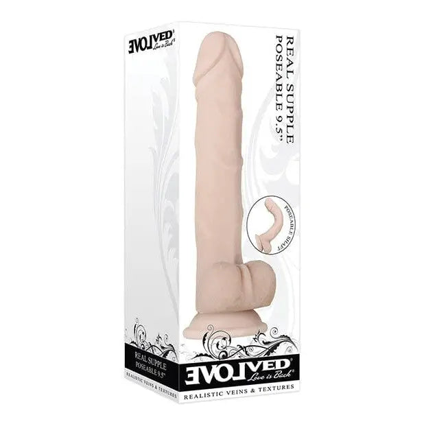 dildo beginner experiences-Evolved Real Supple Poseable 9.5" TPE Rubber Dildo with Suction Cup Base