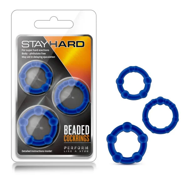 cock ring buying guide-Stay Hard Beaded Cockrings Blue