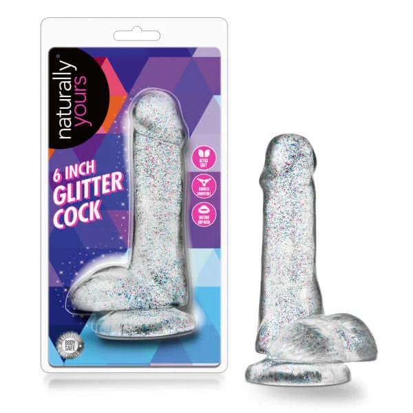 dildo safety qualities-Naturally Yours 6-inch Glitter Cock: Sparkle and Sensuality in a Body-Safe Dildo